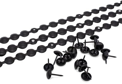 H-BOLT - 5 & 10 Meter Universal Decorative Nail Strips for Upholstery and Furniture - Includes Loose Upholstery Tacks for Easy Installation (11mm Matte Black, 5 Meters)