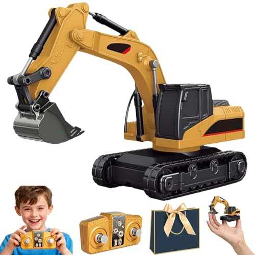 Qosigote Microcrew Mini Rc Construction Series, Microcrew Remote Control Digger, Remote Control Forklift Truck Toy - 1:64 Scale Rc Forklift, with Lights & Sounds for Adults Kids Boys and Girls (B)