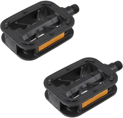 cyclingcolors Paire de pédale vélo Ville VTC VTT Enfant Noir avec réflecteur Orange Anti Slip