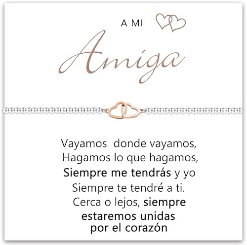 SAMINO Pulseras de Amistad para Mujeres Niñas, 925 Cuentas de plata Pulsera Regalos para Amigos Mujeres Joyería Regalo de Graduación de Cumpleaños de Navidad para Ella (Rose Gold)
