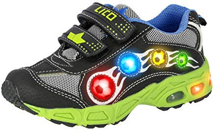 Lico Jungen ADRIAN V BLINKY Sneaker, Schwarz/ Royalblau/ Grün, 27 EU