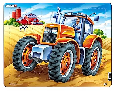 Larsen US4 Rahmenpuzzle für Kinder I Großer Traktor auf dem Feld I Puzzle ab 4 Jahre I Schönes Kinderpuzzle mit 37 Teilen I Spielen, Spaß & Lernen