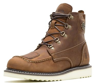 Harley-Davidson Men's Hagerman Leather Motorcycle Wedge Boot, Brown, 7
