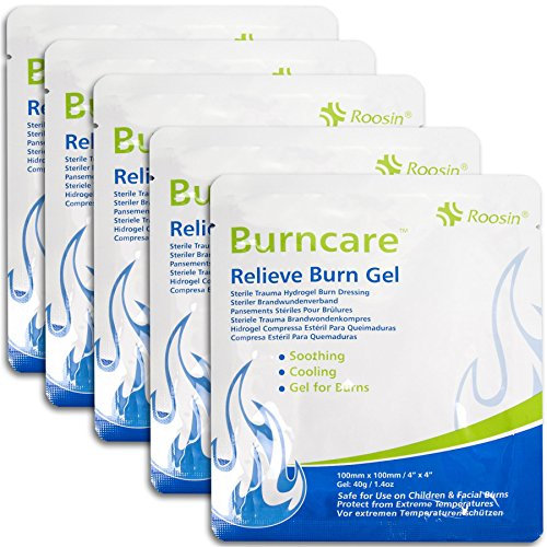 5X Burn Gel Dressings - 100mm x 100mm - Kitchen Scald/Sunburn Heat Cooling Plaster Pads