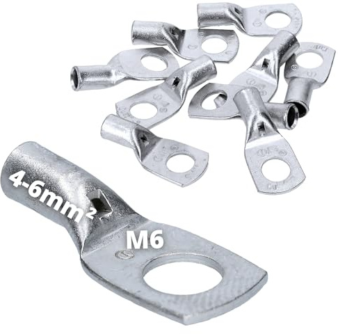 Cembre A1-M6 - 10 capicorda tubolare, 4-6 mm², M6, non isolati, in rame stagnato