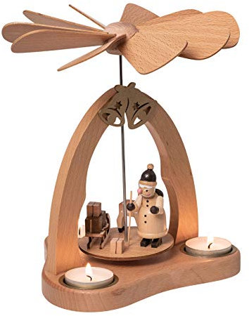 Wichtelstube-Kollektion Weihnachtspyramide f. Teelicht, 24cm Buchenholz, Pyramide Weihnachten