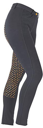 Shires Aubrion Highbury Pantalon d'équitation pour femme Bleu marine/orange 61 cm