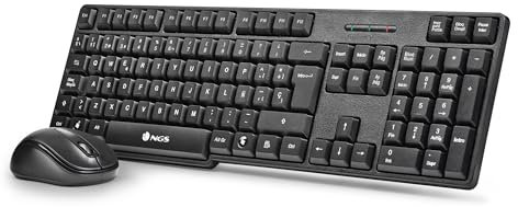 NGS Euphoria Kit Spanisch Sprache (QWERTY) - Kabelloses Tastatur-Maus-Set 2.4GHz, leise Klicks. Kompatibel mit Mac/Windows/Linux/Android/Tablet/TV. Schwarz