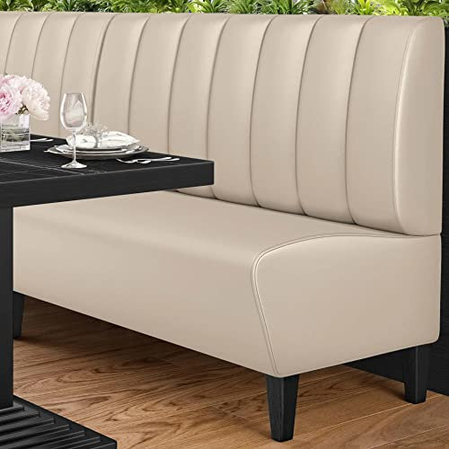 GGMMÖBEL Miami | Gastro Sitzbank | B:H 100 x 103 cm | Creme | Gestreift | Leder | Gastro Sitzbank, Bistrobank, Gastro Polsterbank
