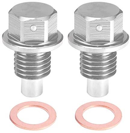A ABSOPRO 2 Stücke Ölablassschraube M12x1,5 Ölablassschraube mit Dichtring Auto Ölschraube Kit Ölwannenwanne Silber