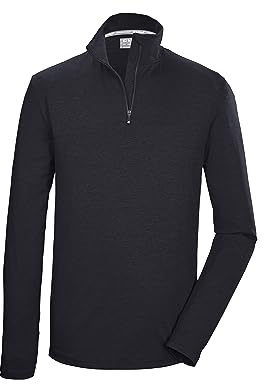 Killtec Hombre Camisa Funcional Con Cuello Alzado Y Cremallera Ksw 95 Mn Ls Shrt, Negro Azul, S, 40843-000