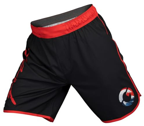 Gold BJJ The Wave Jiu Jitsu Shorts - Fight Short for No Gi, Wrestling, MMA & Boxing, Black, X-Small