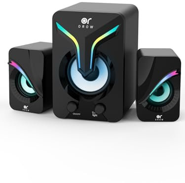 OR O R O W OROW Computer Speakers,Mini PC Speakers with Subwoofer,2.1 Desktop Speaker with RGB Lights,USB Powered, Stereo Sound,Gaming Speakerwith 3.5mm Aux Cable for Monitor/Laptop/Tablet(S212)