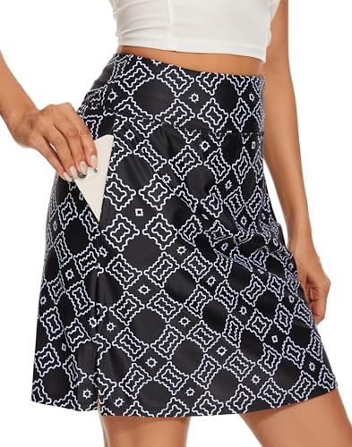 M MOTEEPI Jupe de tennis pour femme 20'' longueur genou jupe avec short intégré femme taille haute jupe-short skort jupe pour femme jupe de golf jupe de sport, M