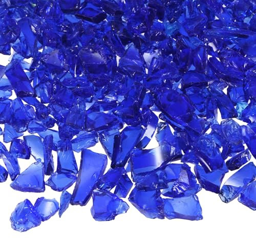 M METERXITY Pierre de Gravier en Verre à Haute Brillance, Gemmes en Verre, Verre Concassé, Morceaux de Verre Cassé pour l'Artisanat/Vases/Décorations de Jardin 6-9mm, 900g [Bleu Foncé]
