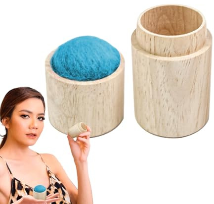 Étui Porte-Aiguille étui à Aiguilles à Coudre - boîte à Couture Portable, Outil | Étui à Coussin à épingles en Laine de Bois, Coussin à épingles, avec Couvercle, boîte de Rangement pour Aiguilles