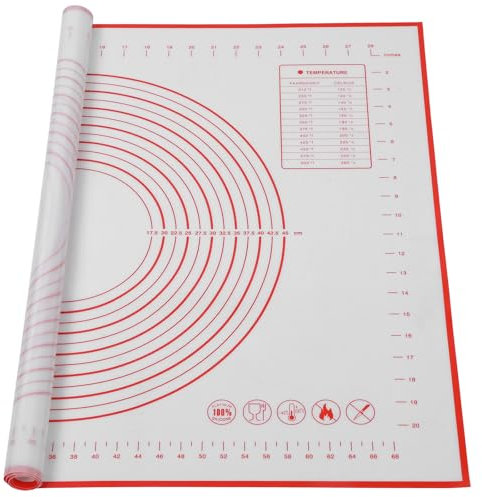 Extra Large Silicone Kneading Mat, 80x60cm Non-Stick Kneading Mat for Rolling Out Dough, Red with Measurement, Non-Slip Dough Pad for Counter, Ideal for Baking and Crafts