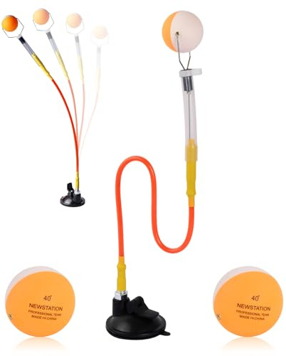 Entrenador de Tenis De Mesa, Dispositivo de Entrenamiento de Ping Pong de PVC con Ventosa, Sistema de Rebote Ajustable, Profesional Ping Pong Entrenamiento Robot con 2 Pelotas de Tenis De Mesa