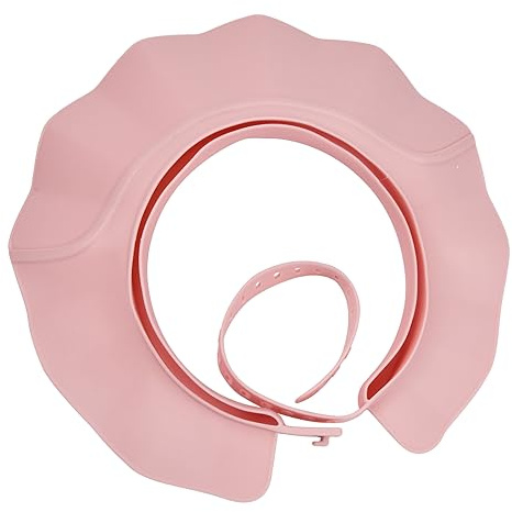 Duschmössa barn ögon och öron skydda hår tvätt barnskydd justerbar duschmössa tredubbel badmössa barn silikon (rosa)