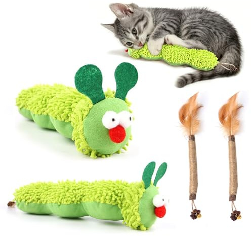 CYZTD - Confezione da 4 bastoncini da masticare per gatti da interni, giocattoli da masticare per gatti, giocattoli da masticare per la pulizia dei denti, bastoncini dentali per gatti, morbido peluche