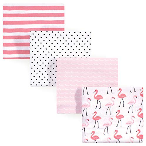 Hudson Baby Unisex Baby Cotton Flannel Receiving Blankets, Flamingos, One Size