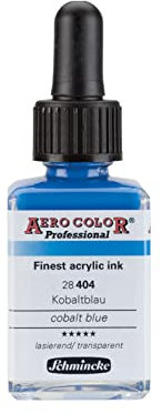 Schmincke - AERO COLOR® Professional, Kobaltblau, 28 ml, 28 404 023, feinst-flüssige, farbstarke Acrylfarbe für Acrylmalerei, Airbrush, Mixed Media