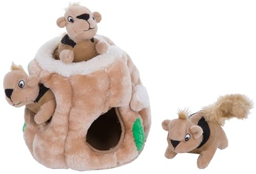 Outward Hound Hide-A-Squirrel Puzzle - Plüsch-Hundespielzeug mit Eichhörnchen, S, braun, 31001