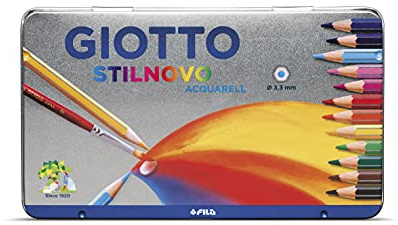Giotto 256200 - Stilnovo Acquarell Pastelli Acquarellabili Scatola Metallo da 12 Colori