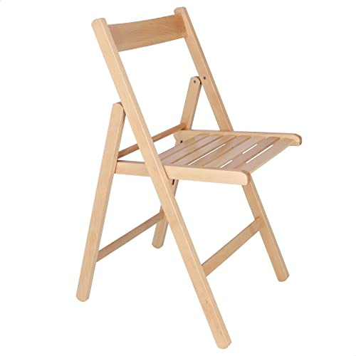 Aranaz | Silla Plegable | Diseño Moderno | Sillas Plegables y Ligeras para Exterior, Jardín o Terraza | Sillón con Reposabrazos y Respaldo | Asiento de Playa | Madera de Haya | Barniz | 43 x 47 x 79cm