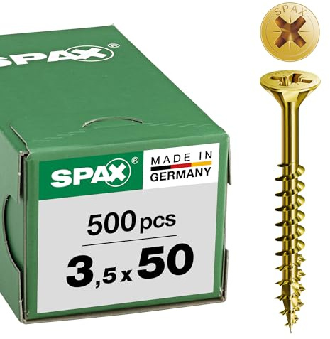 SPAX - Universal bolts, Countersunk head, Phillips/pozidriv Z, 4CUT, Part thread, Yellow zinc plated passivated A2L - 0291020350305 - Galvanised Yellow, 0.14x1.97