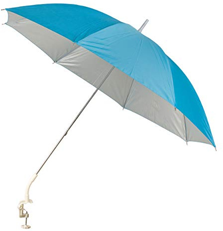 Garden Patio Balcony Beach Deck Chair Clip On Screw Clamp Umbrella Parasol UV Protection Sun Shade Rain Brolly (Blue 147400)