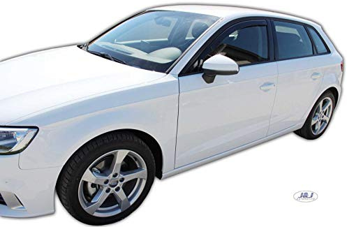 J&J AUTOMOTIVE Heko Déflecteurs d'Air et de Vent pour Audi A3 8V 4P. Berline, Tricorps 2012-2020, Lot de 2pcs, Teintés, Avant et Arrière, Aérodynamique
