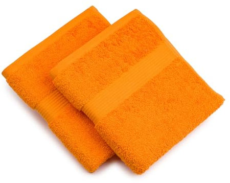 Gözze - New York Handtuch, 2er Set, Weich und saugfähig, 100% Baumwolle, 50 x 100 cm - Orange