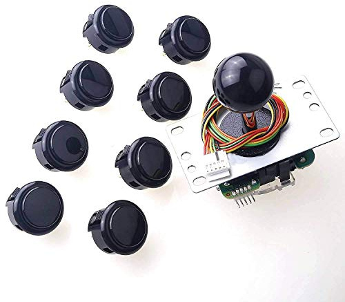 Sanwa JLF-TP-8YT Joystick + Sanwa 8 pcs OBSF-30 Push Button Bundle Kit Color : Black - for Arcade Game 4 & 8 Way Adjustable, Compatible with Catz Mad SF4 Tournament Joystick S@NWA