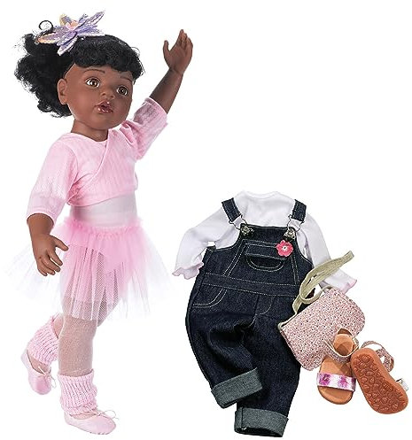 Götz 1159850 Hannah beim Ballett Afro Puppe - 50 cm große Ballerina Stehpuppe, schwarze Haare, braune Augen