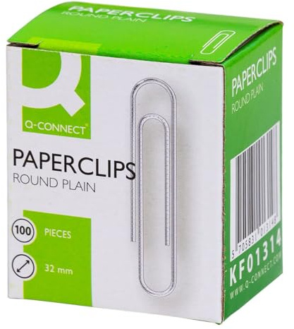 Q-Connect Paperclips Plain 32mm 100 Per Box (Pack of 10) KF01314Q