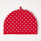 HOMESCAPES Tea Cosy, Kannenwärmer Design ‚Polka Dots‘ rot, Teewärmer aus Baumwolle, isolierende Haube für Teekanne, Abdeckung für Tee- und Kaffeekannen