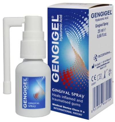 Gengigel Oral Spray 20ml - Hyaluronic Acid Mouth Ulcer Treatment for Adults, Gum Repair & Gum Disease Care, Spray for Mouth Ulcers, Inflamed or Bleeding Gums