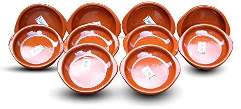 Set of 10 Spanish Terracotta Tapas Dishes / Cazuelas - 14cm diameter