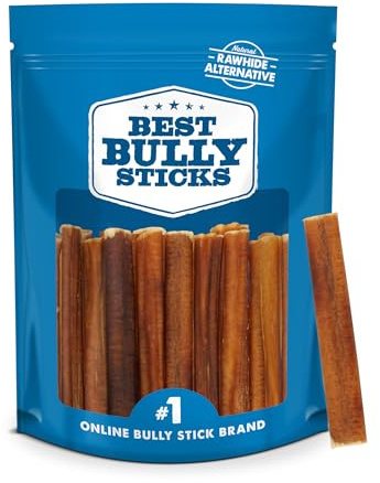 Best Bully Sticks 4 Inch Bully Sticks - 8 oz (Pack of 1) - Natural Grass-Fed, Grain and Rawhide Free, Ideal for Small or Young Canines