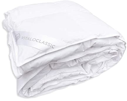 VitaloBett Daunendecke 135x200 cm 600g 100% Daunen, Wärmegrad 2, 6x8 Kassetten, Sommer Bettdecke