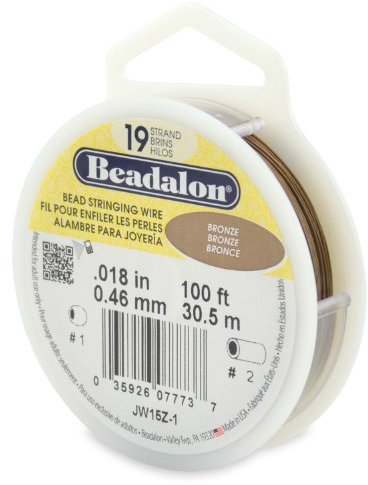 Beadalon Stainless Steel Bead Stringing Wire, Nylon, Bronze, .18 in / 0.46 mm