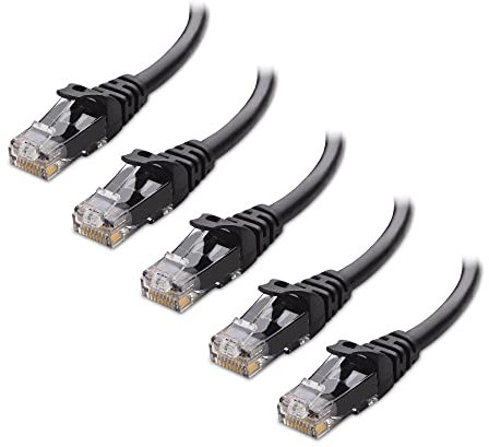 Cable Matters 5-Pack 10Gbps Snagless Short Cat6 Ethernet Cable 0.9m (Cat6 Cable, Cat 6 Cable) in Black 0.9 Meter