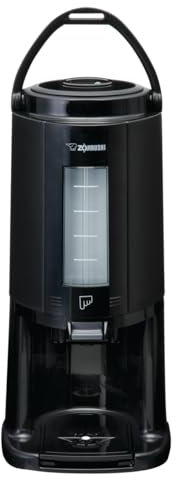 ZOJIRUSHI Thermal Gravity Pot Glass Lined Beverage Dispenser w/Small Stand Coffee Server, 84 oz, Black