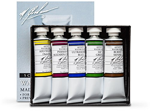 M. Graham & Co. 33-Set 1/2-Ounce Tube Watercolor Paint Basic 5-Color Set