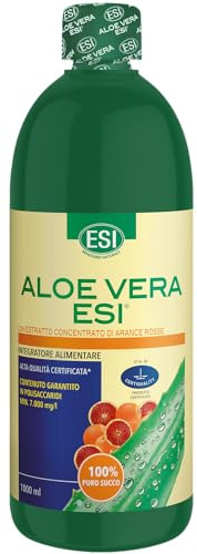 ESI - Aloe Vera Succo, Integratore Alimentare, con Succo Concentrato di Arancia Rossa di Sicilia, Offre Benessere al Tratto Gastrointestinale, ad Azione ossidante, Senza Glutine e Vegan, 1000 Ml