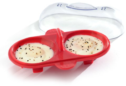 Norpro Silicone Microwave Double Egg Poacher, Red