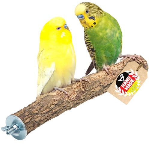 Vogelgaleria® Leckere Korksitzstange Wellensittich Nymphensittich 20cm| Kork Sitzstange mit Korkrinde zum Sitzen und Knabbern | Vogelsitzstange und Vogel Stange für Krallenpflege | Korksitzbrett