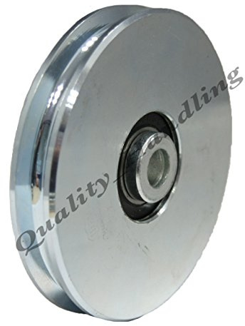 Parnells - 1 Stück 100 mm Riemenscheibe - 6203rs Kugellager, M12 x 40 Bolzen und Muttern - 150 kg, Runde Nut, Stahlkabelrad, 33 mm Halterung, 86 mm Höhe - für Draht, Türöffner, Seil, Sportausrüstung