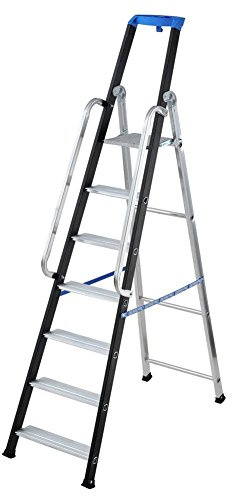 Echelle double professionnel à un tronc de montée avec barre d'appui, en aluminium norme en 131, 7 marches
